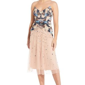 Aidan by Aidan Mattox blush Beaded Midi Dress NWT